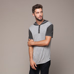 Hooded Henley // Grey/Black (2XL)