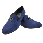 Brushed Velvet Skulled Loafer // Blue (UK: 12)