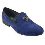 Brushed Velvet Skulled Loafer // Blue (UK: 12)