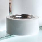 High-Rise White Dog Bowl