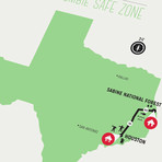 Zombie Safe Zone Map // Houston (Steel Blue)