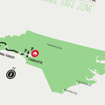 Zombie Safe Zone Map // Charlotte (Steel Blue)