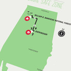 Zombie Safe Zone Map // Alabama (Steel Blue)
