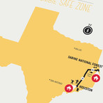 Zombie Safe Zone Map // Houston (Steel Blue)