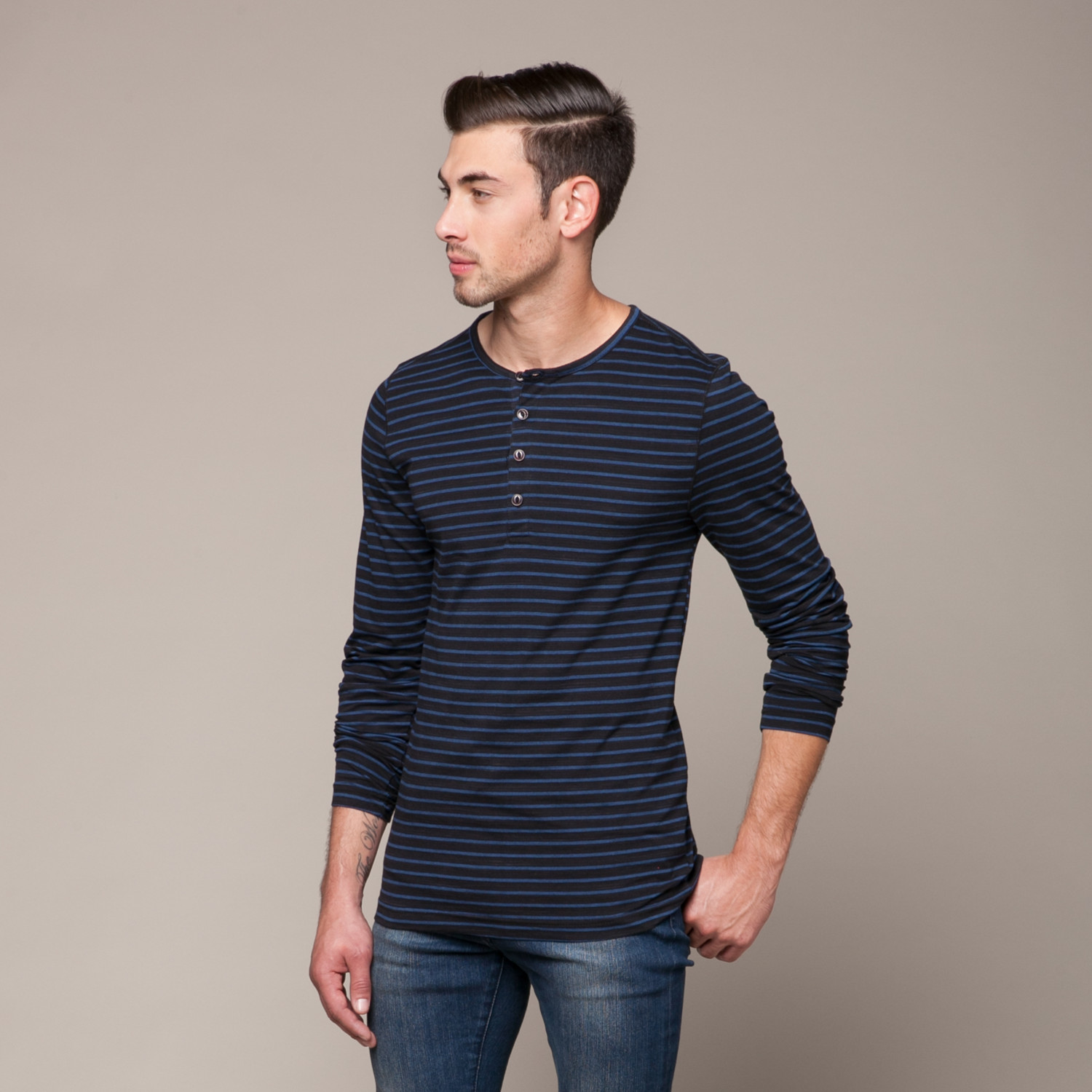Steve McQueen Henley // Black + Navy (M) - Fashion Clearance - Touch of ...