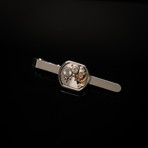 Watch Movement Tie Bar // Small Rectangular (Silver)