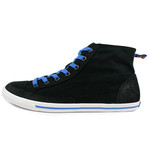 High Top Vintage Leather Sneaker + Blue Laces // Black (US: 12)