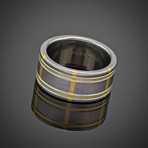 Gold & Titanium Plaid Ring (Size 8)