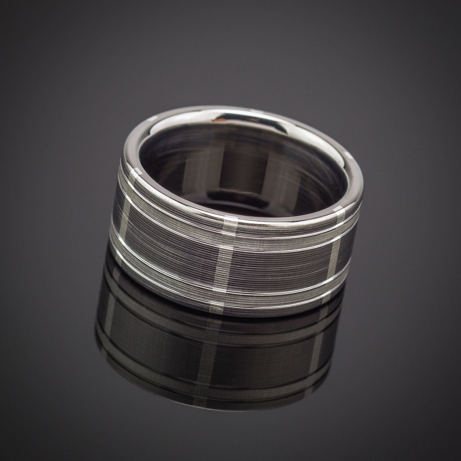 Silver & Titanium Plaid Ring (Size 8) - Spexton - Touch of Modern