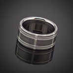 Silver & Titanium Plaid Ring (Size 8)