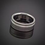 Silver Pinstripe Titanium Ring (Size 8)
