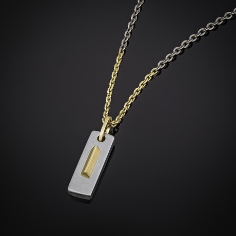 Gold & Steel Tag Pendant