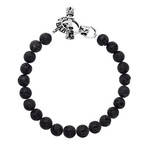 Lava Rock Beaded Bracelet + Silver Clasp