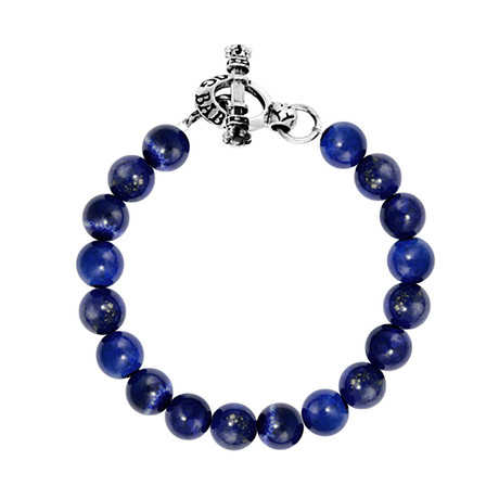 Lapis Bead w/ Silver Toggle Clasp Bracelet