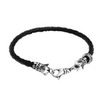 Small Leather Braided Bracelet + Stars Clasp