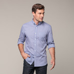 Russell-Button Down Gingham Shirt // Navy/White (L)