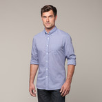 Russell-Button Down Gingham Shirt // Navy/White (L)