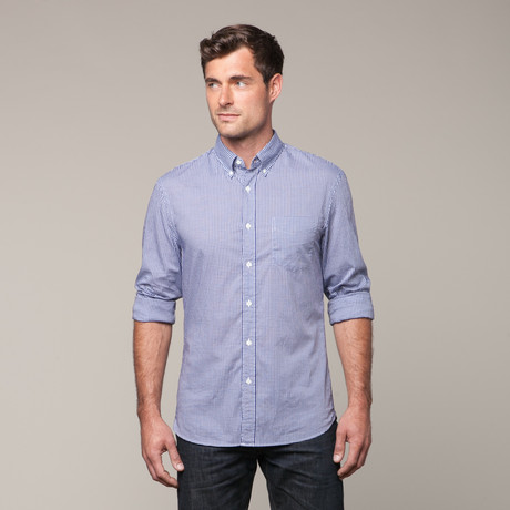 Russell-Button Down Gingham Shirt // Navy/White (XS)