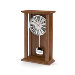 Tall Natural Oak Pendulum Table Clock // Roman in White