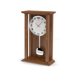 Tall Natural Oak Pendulum Table Clock // Future in White