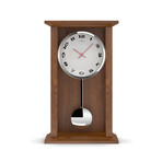 Tall Natural Oak Pendulum Table Clock // Future in White