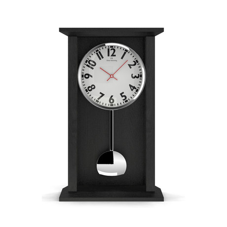 Tall Black Oak Pendulum Table Clock // Arabic Bold