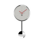 Mini Chrome Steel Pendulum Clock  // Fine Lines in White