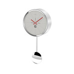 Mini Chrome Steel Pendulum Clock  // Fine Lines in White