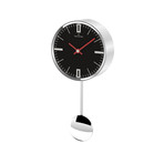 Mini Chrome Steel Pendulum Clock  // Red on Black