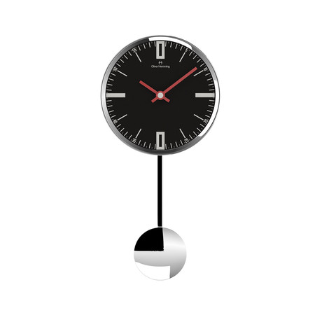 Mini Chrome Steel Pendulum Clock  // Red on Black