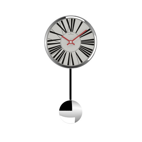 Mini Chrome Steel Pendulum Clock // Roman in White