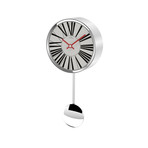 Mini Chrome Steel Pendulum Clock // Roman in White