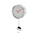 Mini Chrome Steel Pendulum Clock  // Red on White