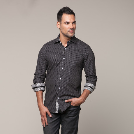 Polka Dot Button Down Shirt // Black (S)