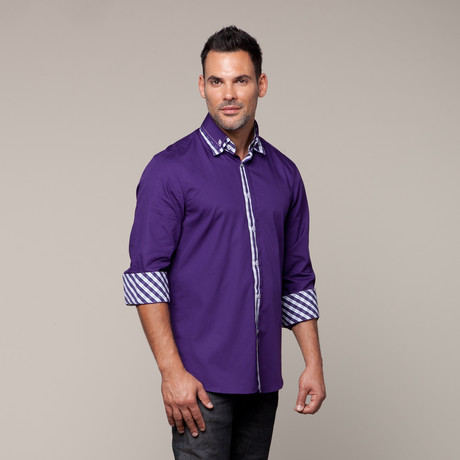 Solid Button Down Shirt // Purple (S)