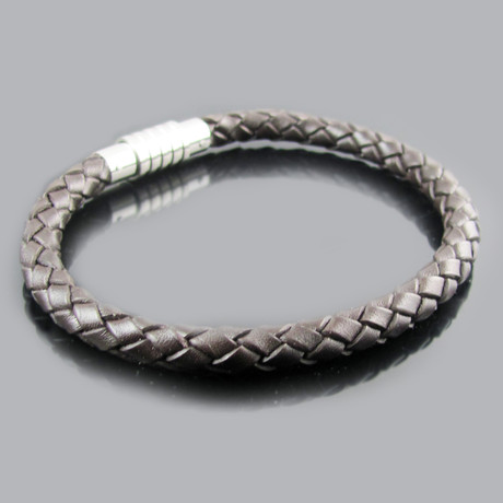 Leather Stainless Steel Basic Bracelet (Black)