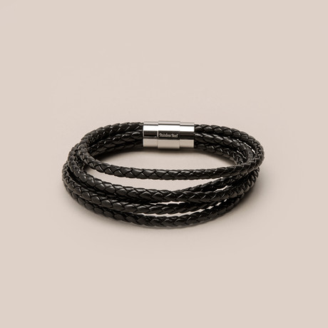 Genuine Leather Braided Bracelet // 5 Strand (Black)