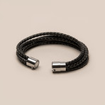 Genuine Leather Braided Bracelet // 5 Strand (Black)