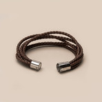 Genuine Leather Braided Bracelet // 3 Strand (Black)