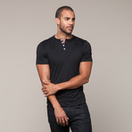 Pima Cotton Basic Henley // Black (S)