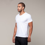 Pima Cotton Basic V-Neck // White (2XL)