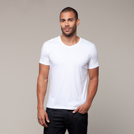 Pima Cotton Basic V-Neck // White (S)