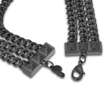 Triple Strand Gunmetal Necklace // 18"