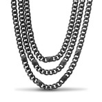 Triple Strand Gunmetal Necklace // 18"