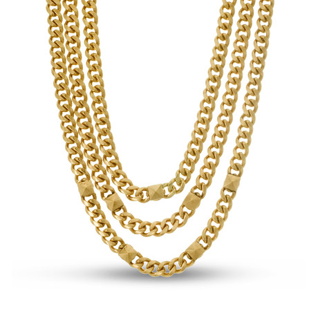 Triple Strand Gold Necklace // 18"