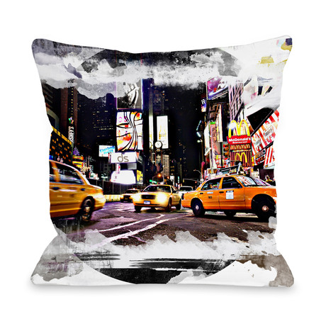 Times Square Cabs Pillow (18" x 18")
