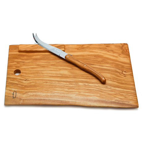 Olive Wood Cheese Board + Knife