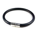 Rubber Bracelet // 925 Silver Clasp // Black // 6MM (Small)