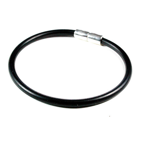 Rubber Bracelet // 925 Silver Clasp // Black // 4MM (Small)
