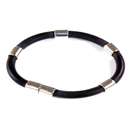 Capri Rubber Bracelet // 925 Silver Clasp // Black // 6MM (Small)